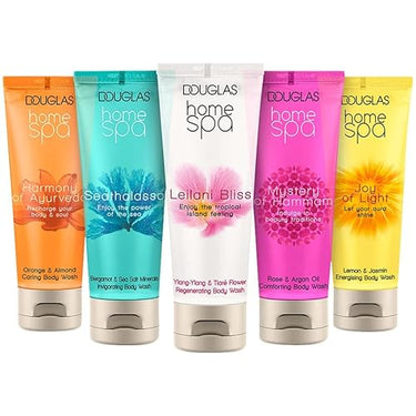 Douglas - Home SPA - Body Wash Collection Set Gift Set - Seathalasso, Leilani Bliss, Harmony of Ayurveda, Mystery of Hammam & Joy of Light 75ml each on sale